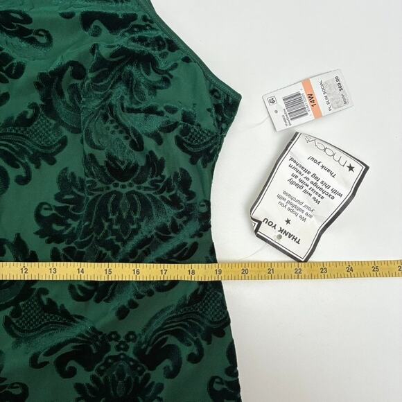 NWT Pine Green Sleeveless Burnout Velvet Mini Sheath Dress - Plus 14W - Holiday - Picture 5 of 10
